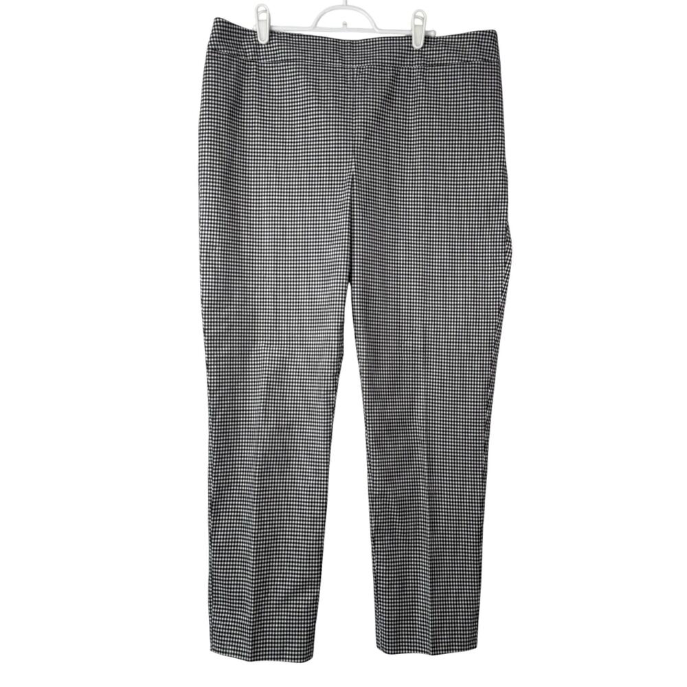 Talbots Gingham Chatham Ankle Pants Womens 14 Black White Slim Leg Cotton Pleats
